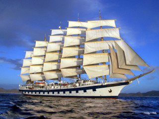 White ship ocean cloudy sky - boleslaw cybi free wallpaper