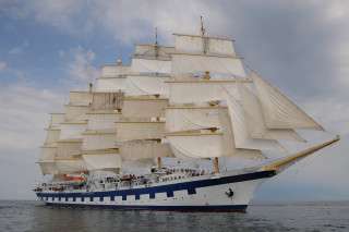 Large white ship sails cloudy - a large white ship free wallpaper