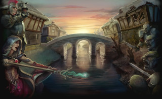 Woman holding spear bridge man - a painting of a woman holding free wallpaper