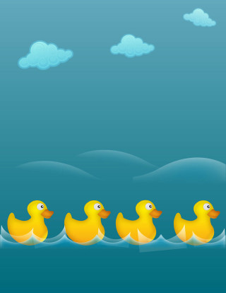 Yellow ducks floating water blue - andries stock free wallpaper