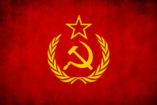 Red yellow flag hammer star - socialist realism free wallpaper