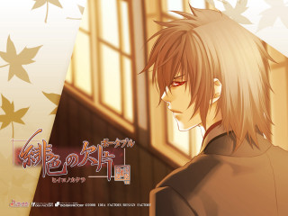 Blonde man black jacket window - sōsaku hanga free wallpaper