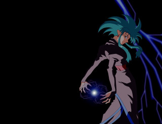 Bluehair blackdress energyball hologram rayonism - blue hair free wallpaper