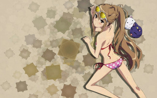 Girl bikini running teddy bear - a teddy bear free wallpaper