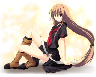Girl sitting ground long hair - flowing hair free wallpaper