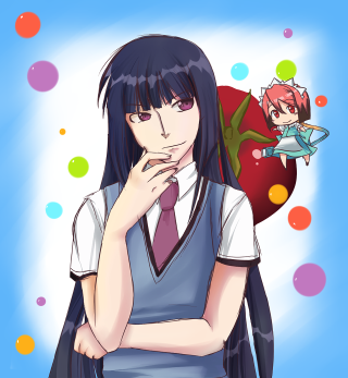 Girl school uniform strawberry dress - a bow tie free wallpaper