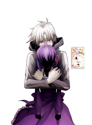 Anime couple hugging black background - a picture of a cat free wallpaper