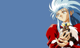 Blue hair person holding bird - blue hair holding free wallpaper