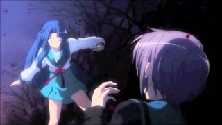 Girl blue dress forest blood - rayonism free wallpaper