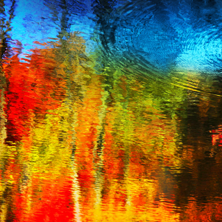 Colorful reflection trees water sky - impressionist free wallpaper