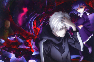 Anime couple red background purple - shape free wallpaper