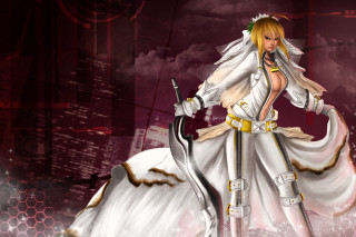 Woman white dress sword gold - a sword free wallpaper for desktop