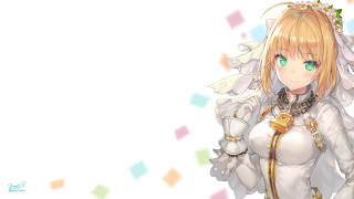 Anime girl white dress tiara - luminous free wallpaper