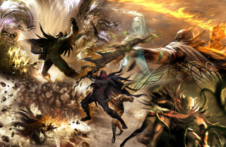 People fire flames painting man - a horse free wallpaper