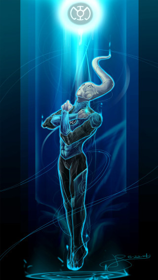 Man holding light bulb snake - free sci-fi wallpaper