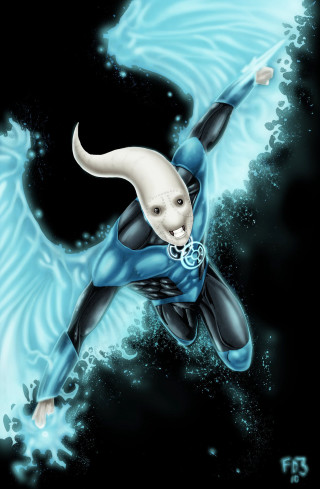 Cartoon astronaut planet starry sky - a white cat free wallpaper