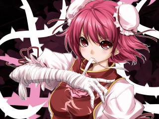 Pink hair girl white gloves - a white object free wallpaper