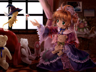 Girl dress teddy bear room 2 - a girl in a dress holding free wallpaper