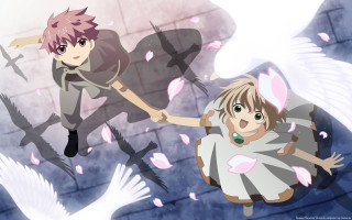 Anime characters flying bird pink - nearby free wallpaper