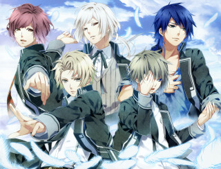 Anime characters cloudy sky clouds - rayonism free wallpaper for desktop
