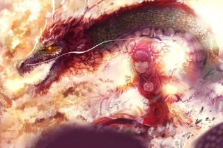 Woman red dress dragon red - dragon art free wallpaper