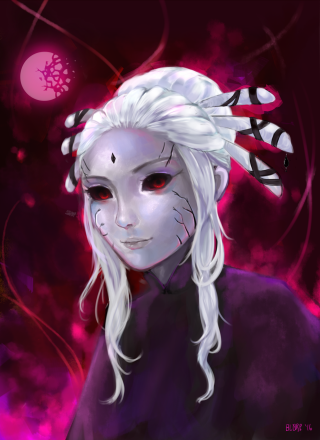 White hair mask drawing person - their face free wallpaper