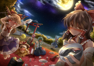 Anime characters red carpet full - a full moon sky free wallpaper