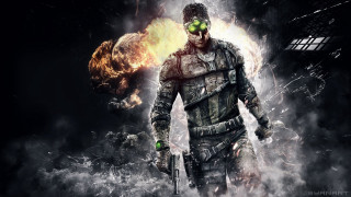 Futuristic man green eye gun - game art free wallpaper