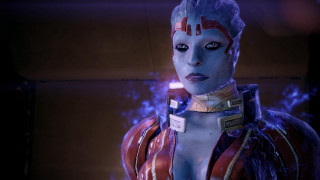Woman costume blue light red - jacket free wallpaper
