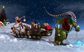 Elves sleigh presents snow christmas 2 - a sleigh free wallpaper