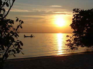 Boat water sunset person tree - the water free wallpaper