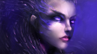Purple haired woman blue eyes - purple hair free wallpaper for desktop