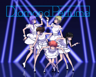 Girls white dresses stage blue - a group of girls free wallpaper