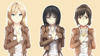 Anime girls crossed arms paradis - their chest free wallpaper