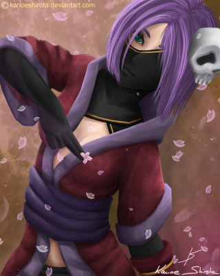Woman purple hair mask skull - her free wallpaper