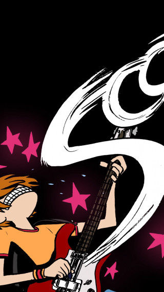 Cartoon person guitar stars background - a guitar free wallpaper