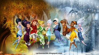 Cartoon characters flying waterfall woods - a group of cartoon characters free wallpaper