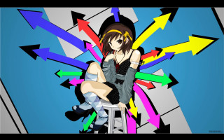 Woman stool arrows blue background - a stool free wallpaper