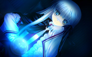 Anime girl white hair glowing - arm free wallpaper