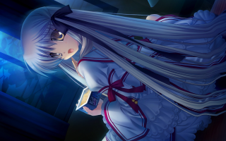 Anime girl white dress red - a red ribbon free wallpaper