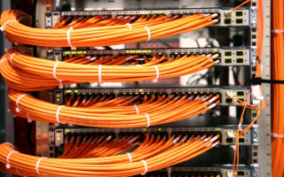 Orange wires server room rack - andries stock free wallpaper