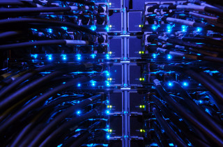 Server wires blue lights glowing - beeple free wallpaper