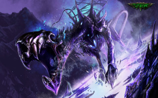 Demonic creature huge head purple - face and body free wallpaper
