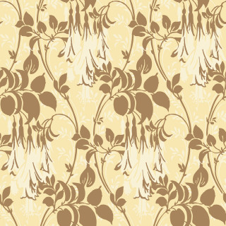 Floral pattern brown leaves yellow - a yellow background free wallpaper