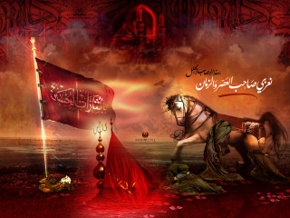 Horse flag red background red - poster art free wallpaper for desktop