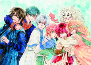 Anime characters group green background - a group of anime characters free wallpaper