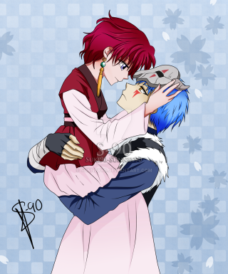 Hugging couple blue flowers anime - bálint kiss free wallpaper