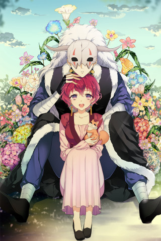 Woman man flowerfield largeanimal vanitas - a woman and a man free wallpaper