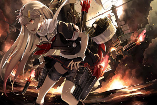 Woman black white outfit sword 4 - a ship free wallpaper