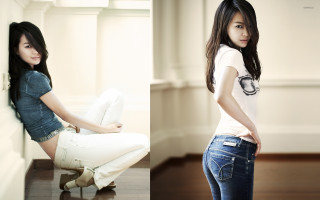 Woman sitting chair woman standing 2 - a white wall free wallpaper
